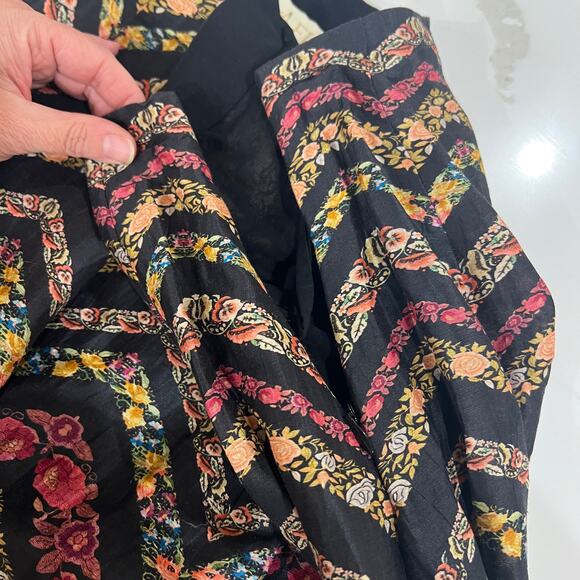 NWT La Fuori 100% silk flare midi skirt medium boho floral print side zip - Picture 4 of 9